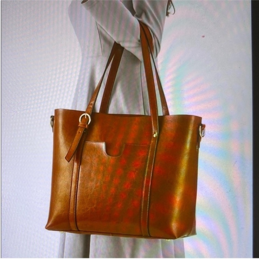KATTEE Classic Leather Tote Bag - Brown